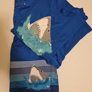 Cat & Jack Swim trunks and rash guard - size M